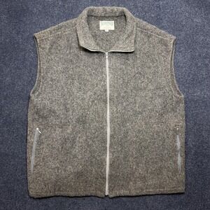 Vintage The Sheep Shop Vest Mens XL Gray Wool Fleece Full Zip USA Made Outdoor
